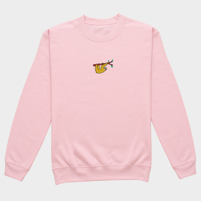 Bobby's Planet Women's Embroidered Sloth Sweatshirt from South American Amazon Animals Collection in Light Pink Color#color_light-pink