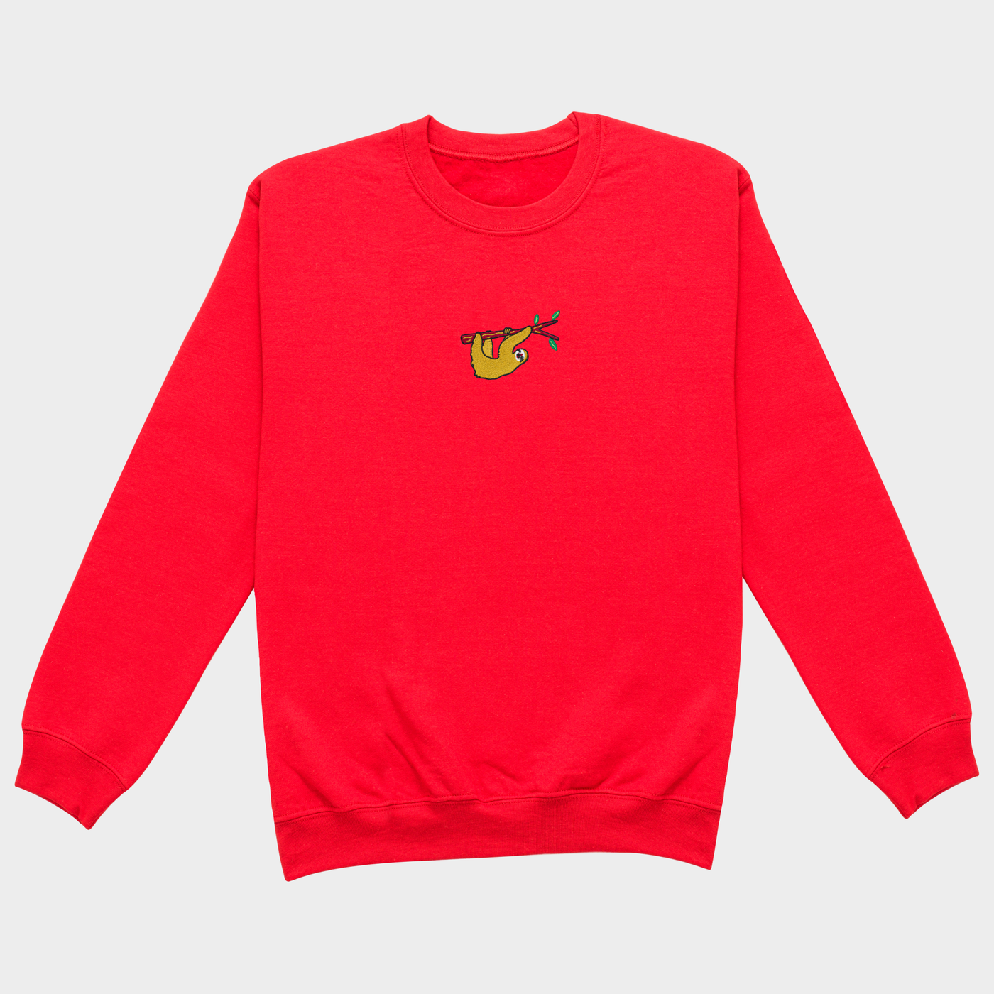 Bobby's Planet Women's Embroidered Sloth Sweatshirt from South American Amazon Animals Collection in Red Color#color_red