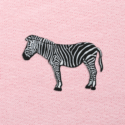 Bobby's Planet Women's Embroidered Zebra Sweatshirt from African Animals Collection in Light Pink Color#color_light-pink