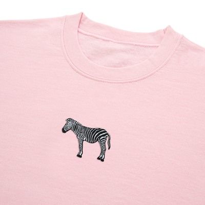 Bobby's Planet Women's Embroidered Zebra Sweatshirt from African Animals Collection in Light Pink Color#color_light-pink