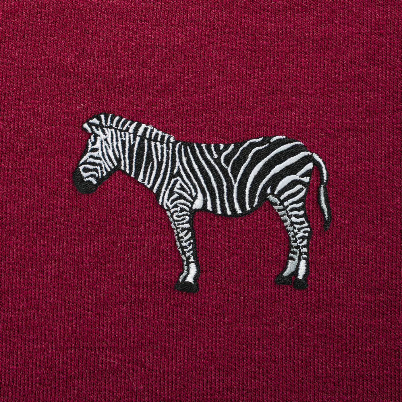 Bobby's Planet Men's Embroidered Zebra Sweatshirt from African Animals Collection in Maroon Color#color_maroon