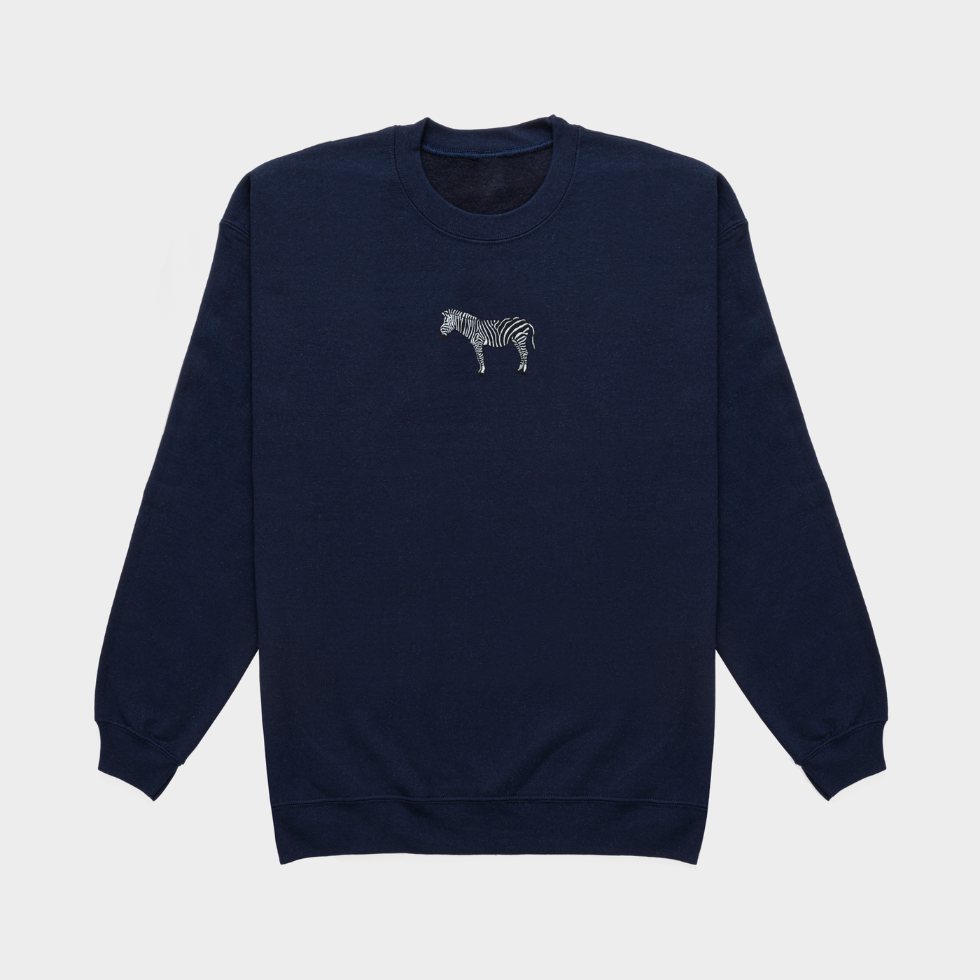 Bobby's Planet Women's Embroidered Zebra Sweatshirt from African Animals Collection in Navy Color#color_navy