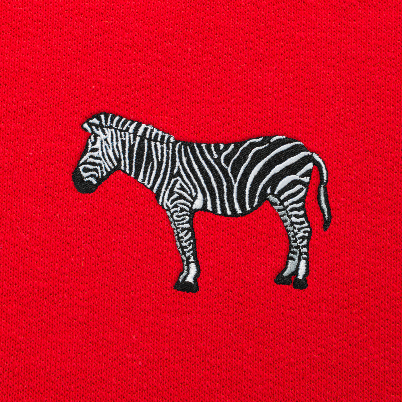 Bobby's Planet Women's Embroidered Zebra Sweatshirt from African Animals Collection in Red Color#color_red
