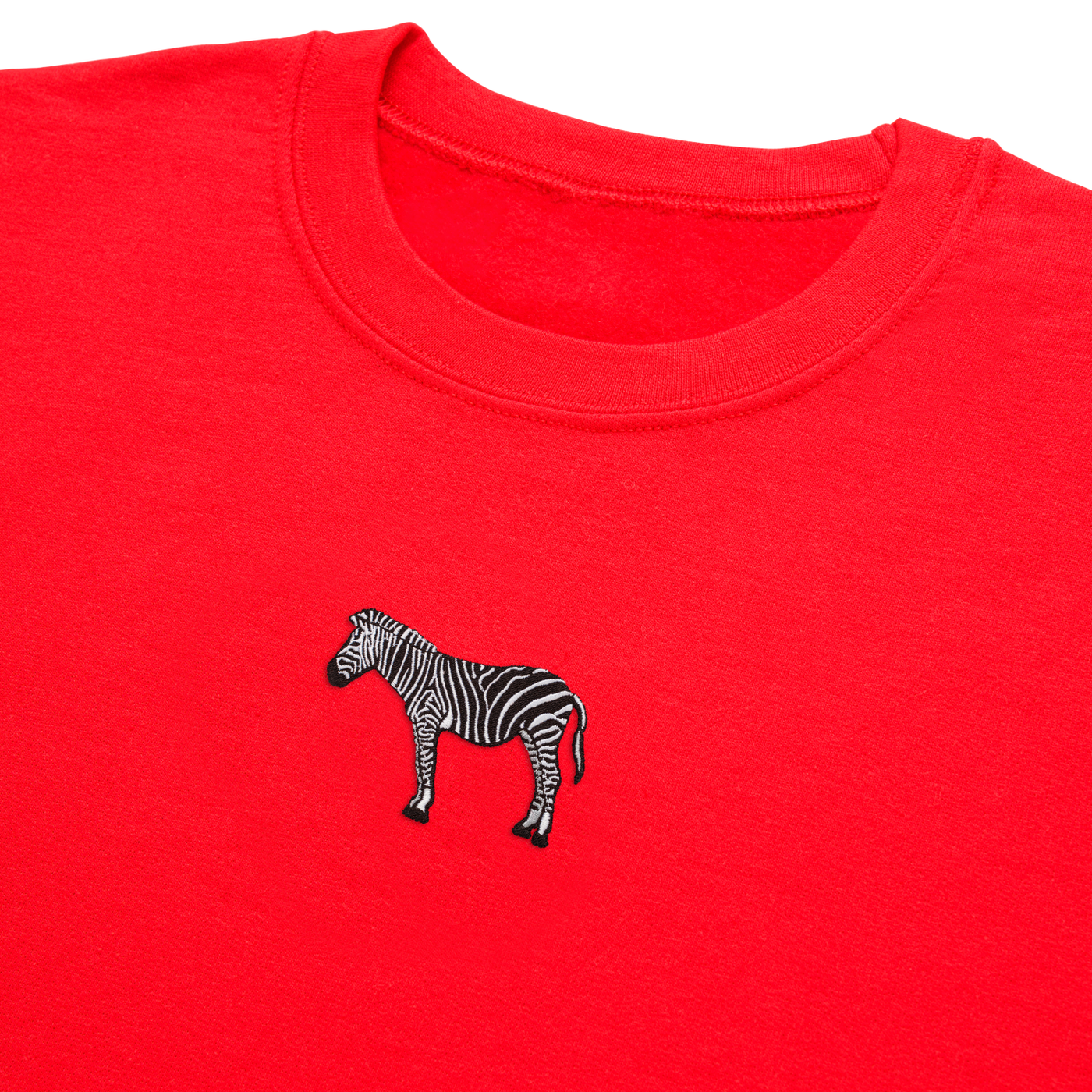 Bobby's Planet Women's Embroidered Zebra Sweatshirt from African Animals Collection in Red Color#color_red