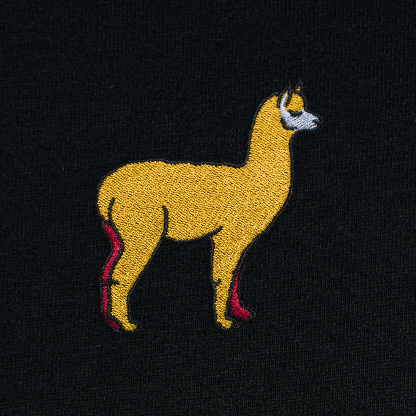 Bobby's Planet Kids Embroidered Alpaca T-Shirt from South American Amazon Animals Collection in Black Color#color_black