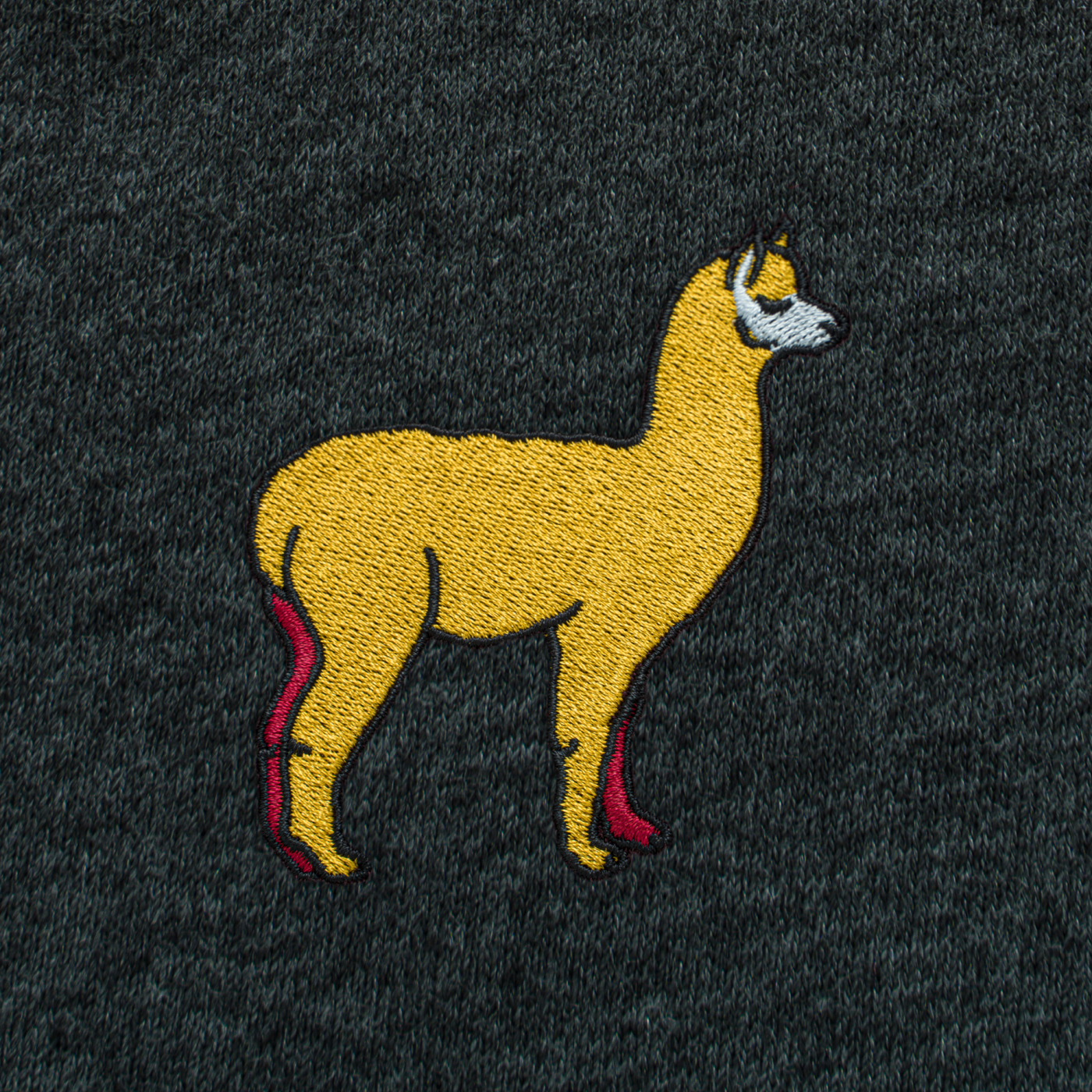 Bobby's Planet Men's Embroidered Alpaca T-Shirt from South American Amazon Animals Collection in Dark Grey Heather Color#color_dark-grey-heather