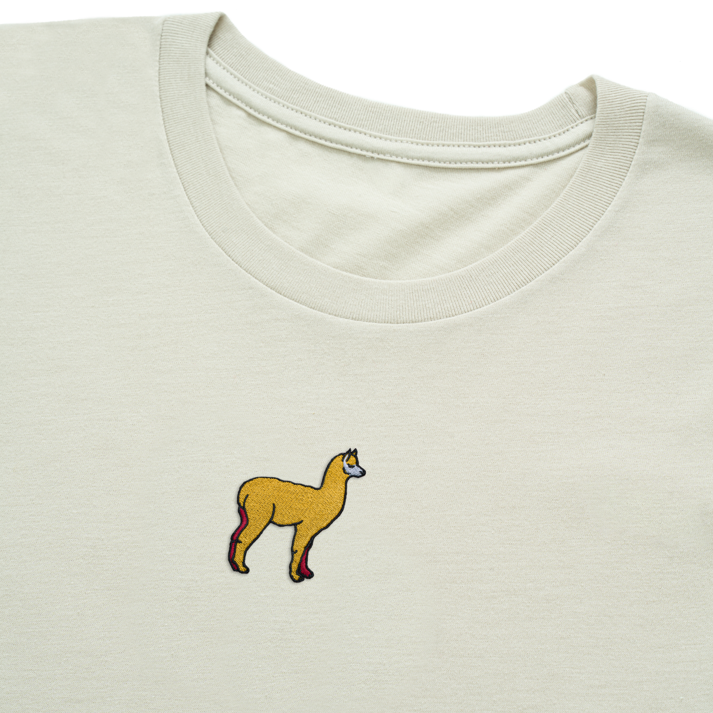 Bobby's Planet Men's Embroidered Alpaca T-Shirt from South American Amazon Animals Collection in Heather Dust Color#color_heather-dust