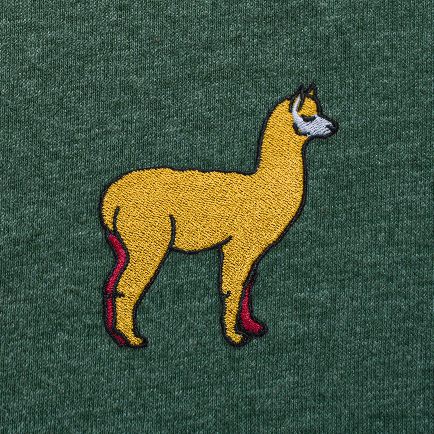 Bobby's Planet Kids Embroidered Alpaca T-Shirt from South American Amazon Animals Collection in Heather Forest Color#color_heather-forest