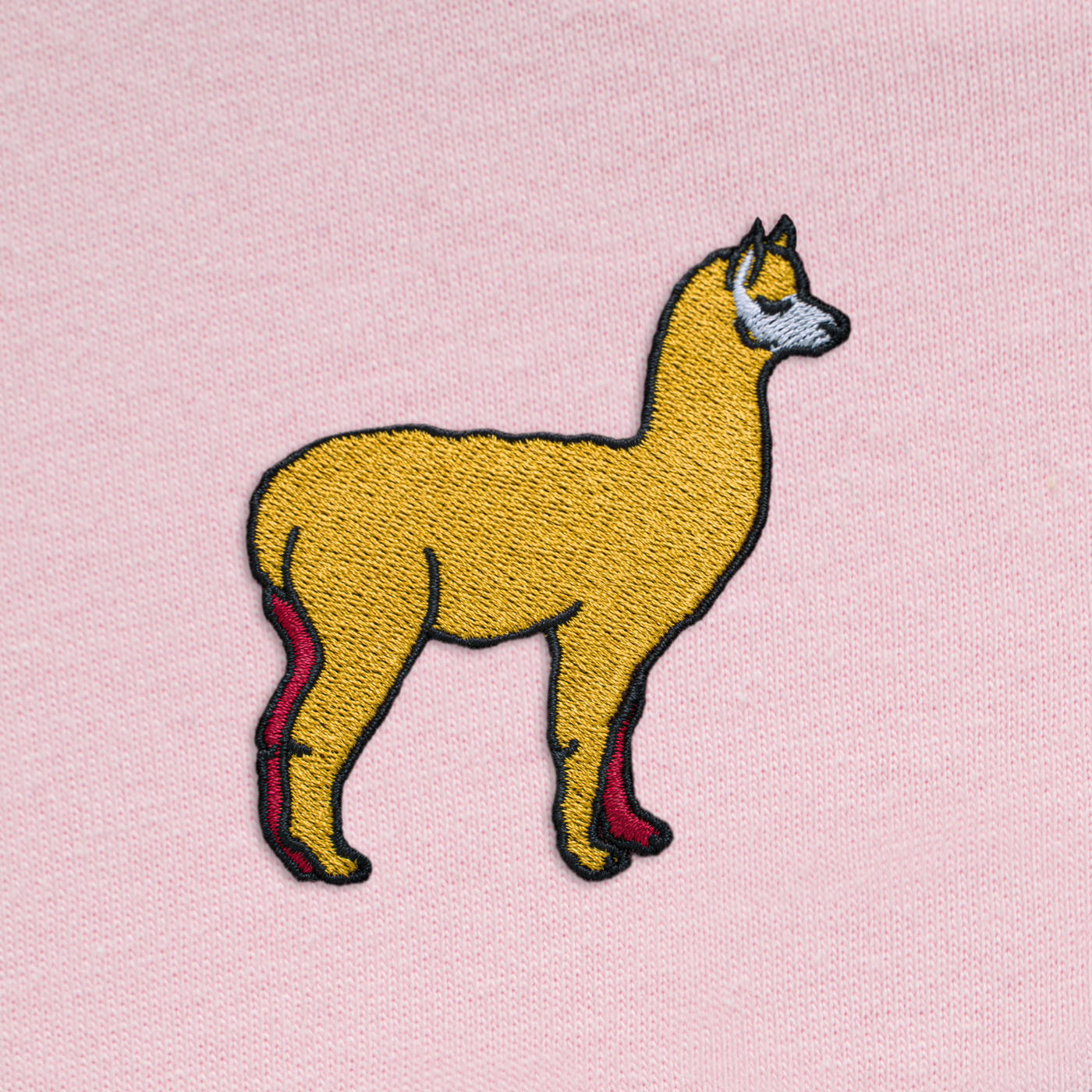 Bobby's Planet Women's Embroidered Alpaca T-Shirt from South American Amazon Animals Collection in Pink Color#color_pink