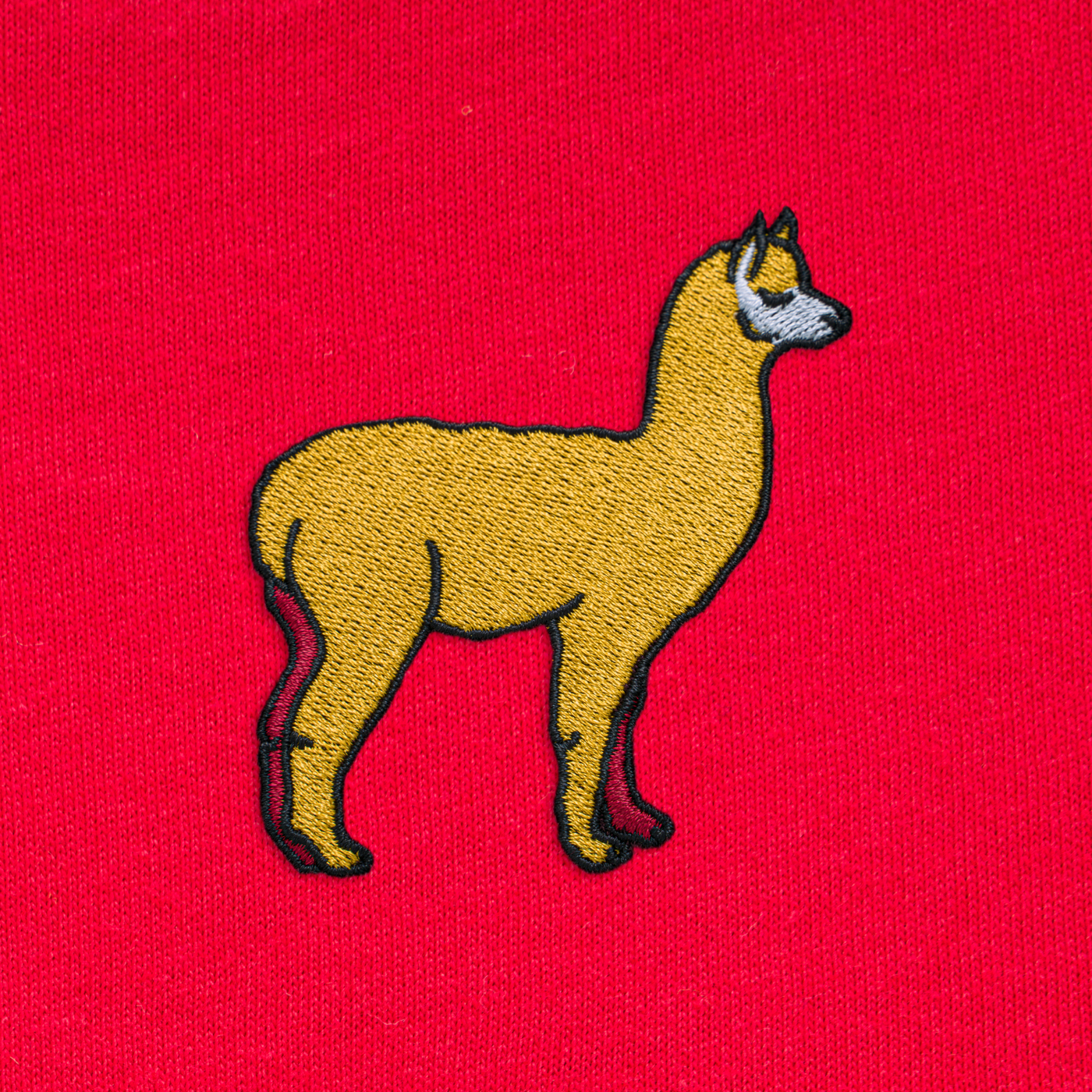 Bobby's Planet Kids Embroidered Alpaca T-Shirt from South American Amazon Animals Collection in Red Color#color_red