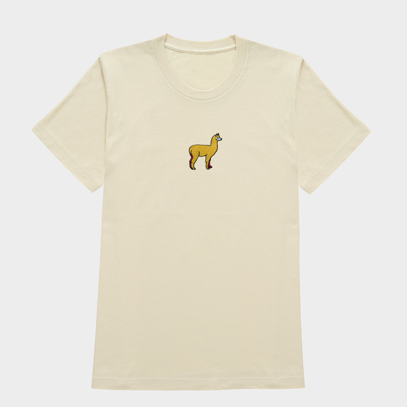 Bobby's Planet Women's Embroidered Alpaca T-Shirt from South American Amazon Animals Collection in Soft Cream Color#color_soft-cream