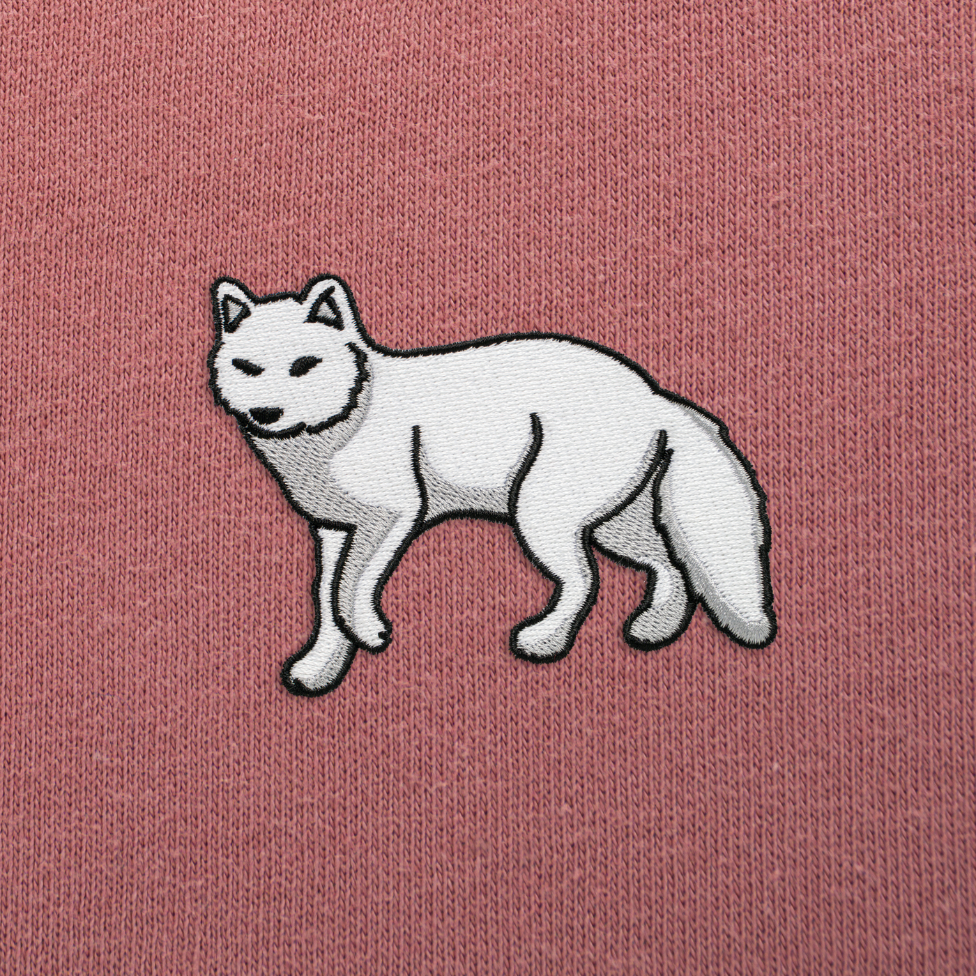 Bobby's Planet Women's Embroidered Arctic Fox T-Shirt from Arctic Polar Animals Collection in Mauve Color#color_mauve