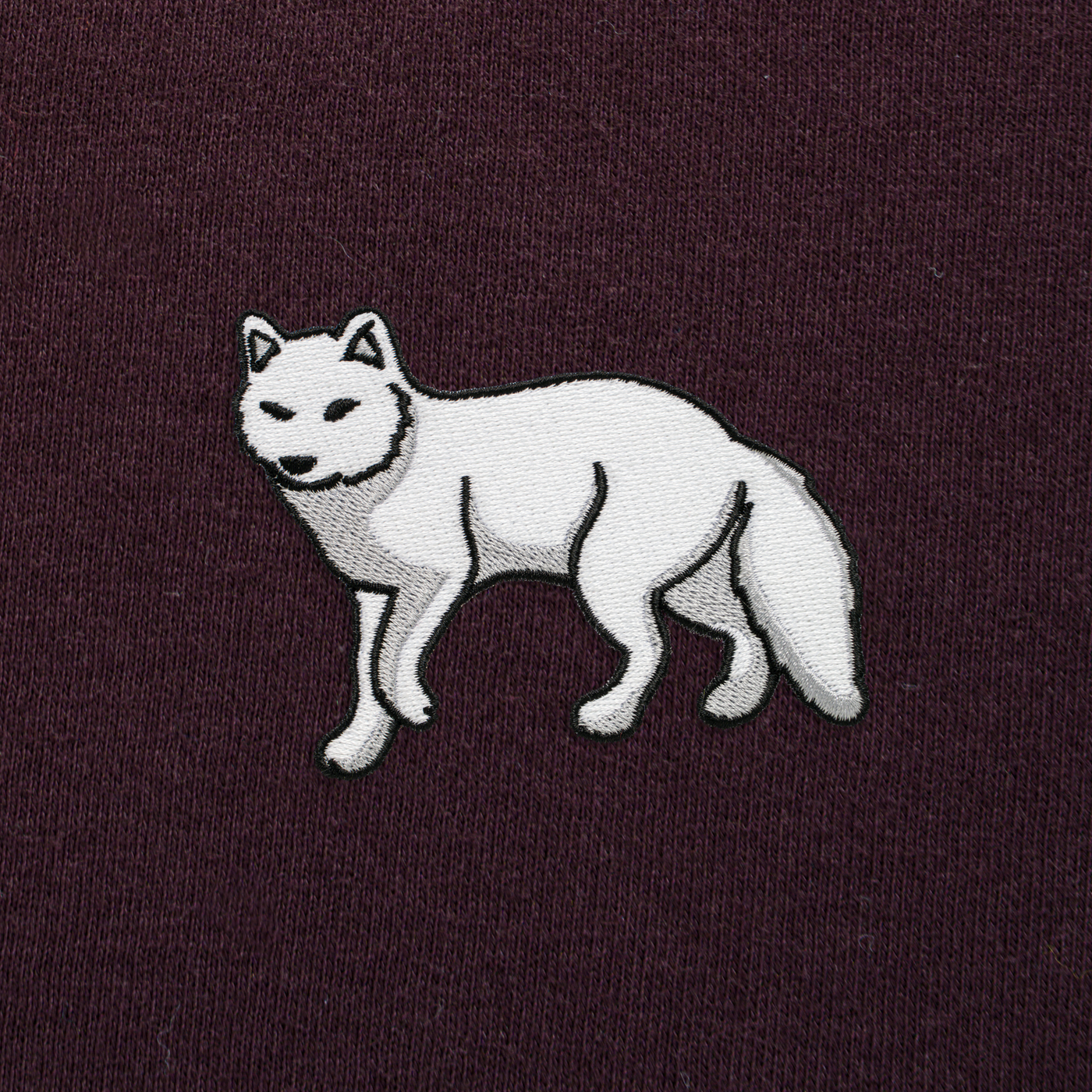 Bobby's Planet Men's Embroidered Arctic Fox T-Shirt from Arctic Polar Animals Collection in Oxblood Color#color_oxblood