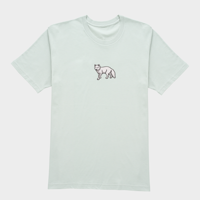 Bobby's Planet Women's Embroidered Arctic Fox T-Shirt from Arctic Polar Animals Collection in Silver Color#color_silver