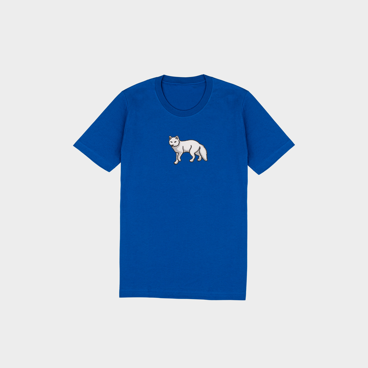 Bobby's Planet Kids Embroidered Arctic Fox T-Shirt from Arctic Polar Animals Collection in True Royal Color#color_true-royal