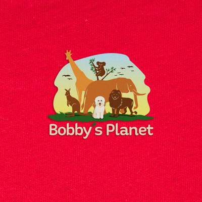 Bobby's Planet Men's Embroidered Poodle T-Shirt from Bobbys Planet Toy Poodle Collection in Red Color#color_red