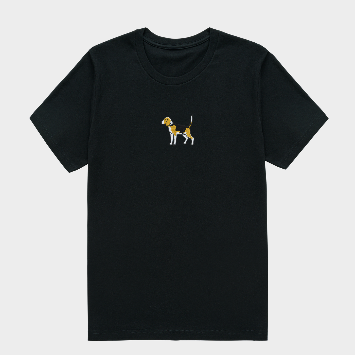 Bobby's Planet Men's Embroidered Beagle T-Shirt from Paws Dog Cat Animals Collection in Black Color#color_black
