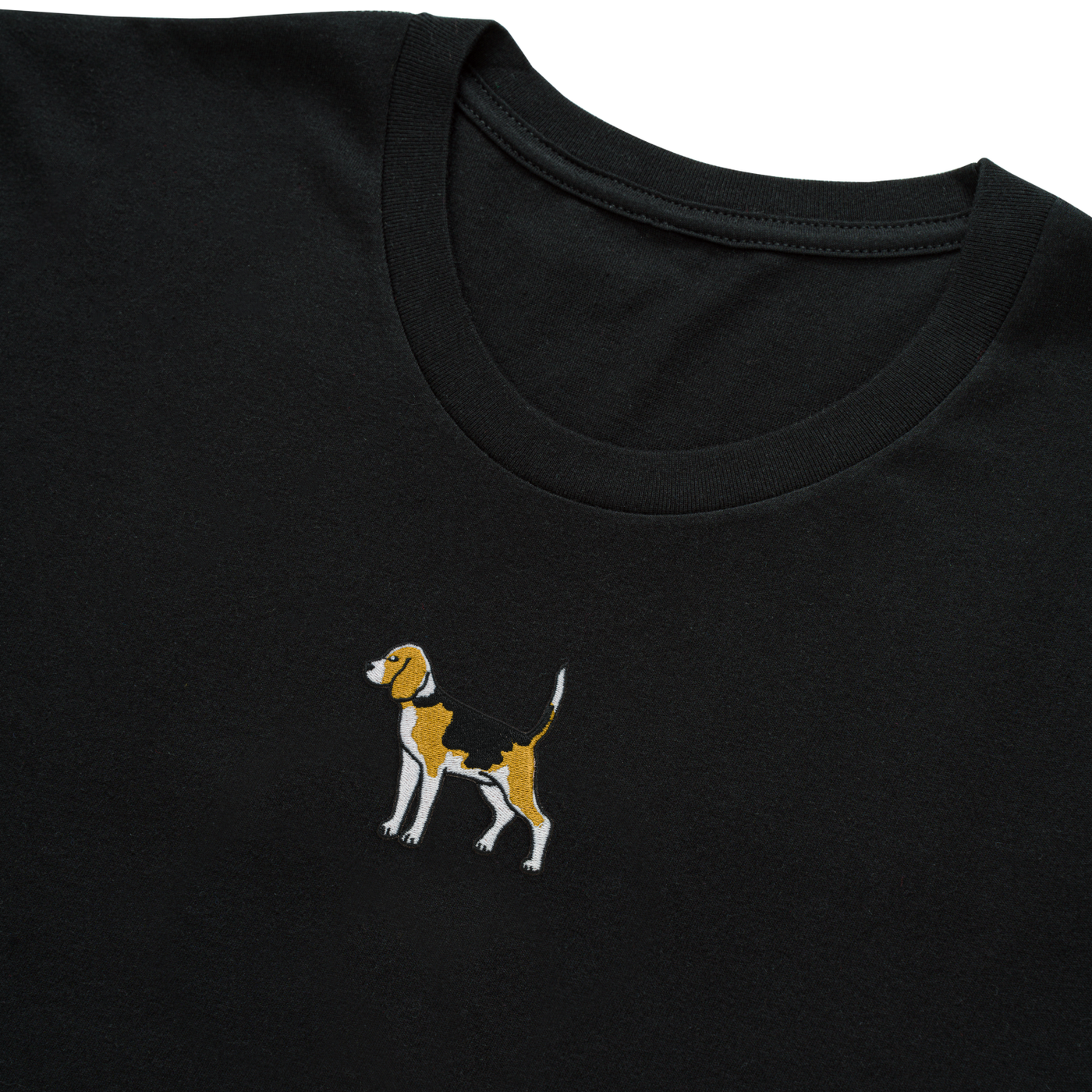 Bobby's Planet Men's Embroidered Beagle T-Shirt from Paws Dog Cat Animals Collection in Black Color#color_black