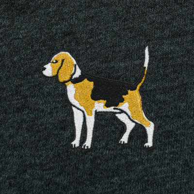 Bobby's Planet Men's Embroidered Beagle T-Shirt from Paws Dog Cat Animals Collection in Dark Grey Heather Color#color_dark-grey-heather