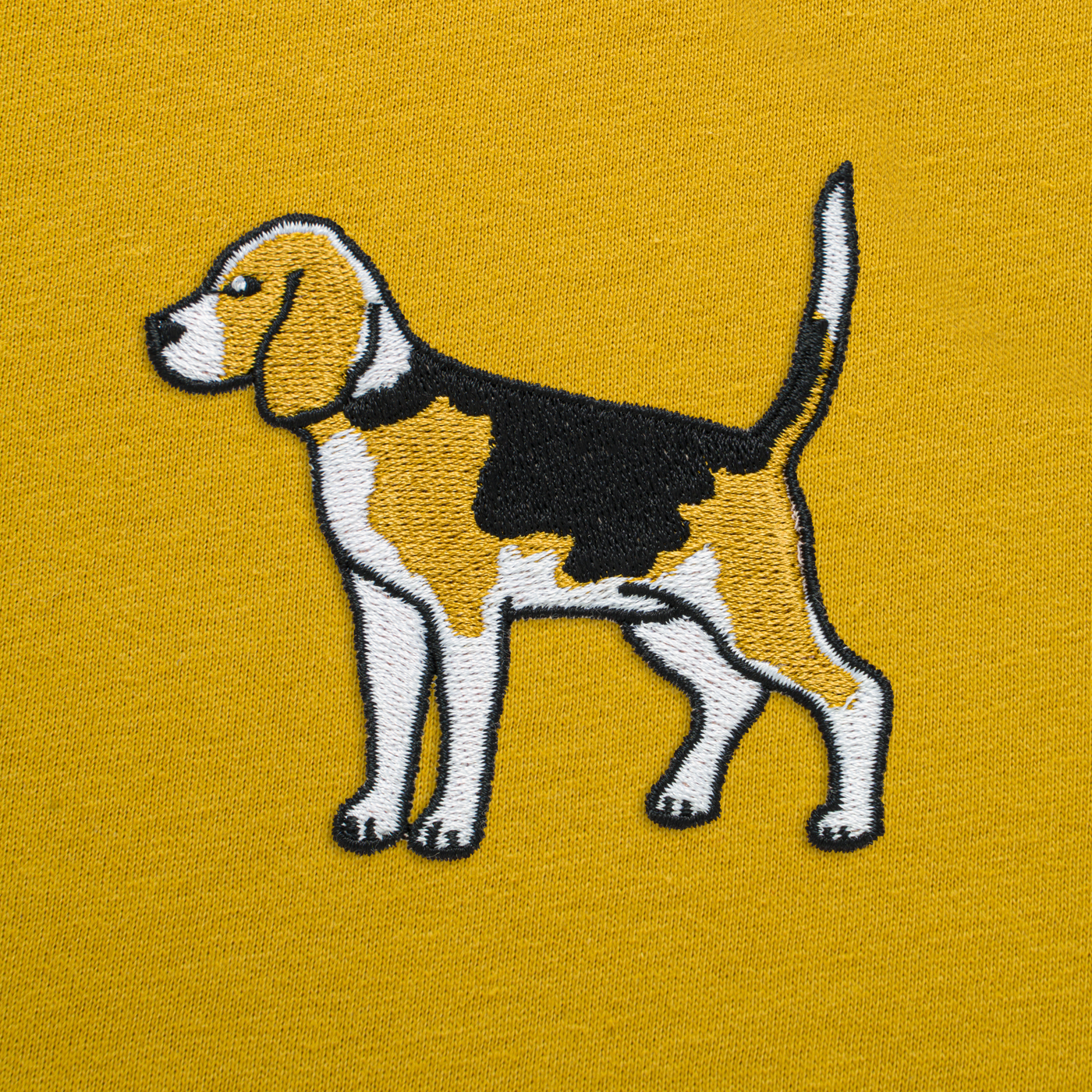 Bobby's Planet Men's Embroidered Beagle T-Shirt from Paws Dog Cat Animals Collection in Mustard Color#color_mustard