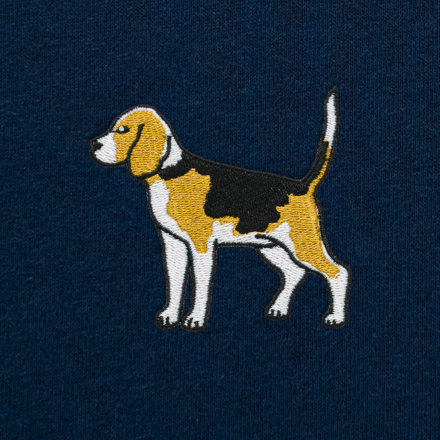 Bobby's Planet Men's Embroidered Beagle T-Shirt from Paws Dog Cat Animals Collection in Navy Color#color_navy