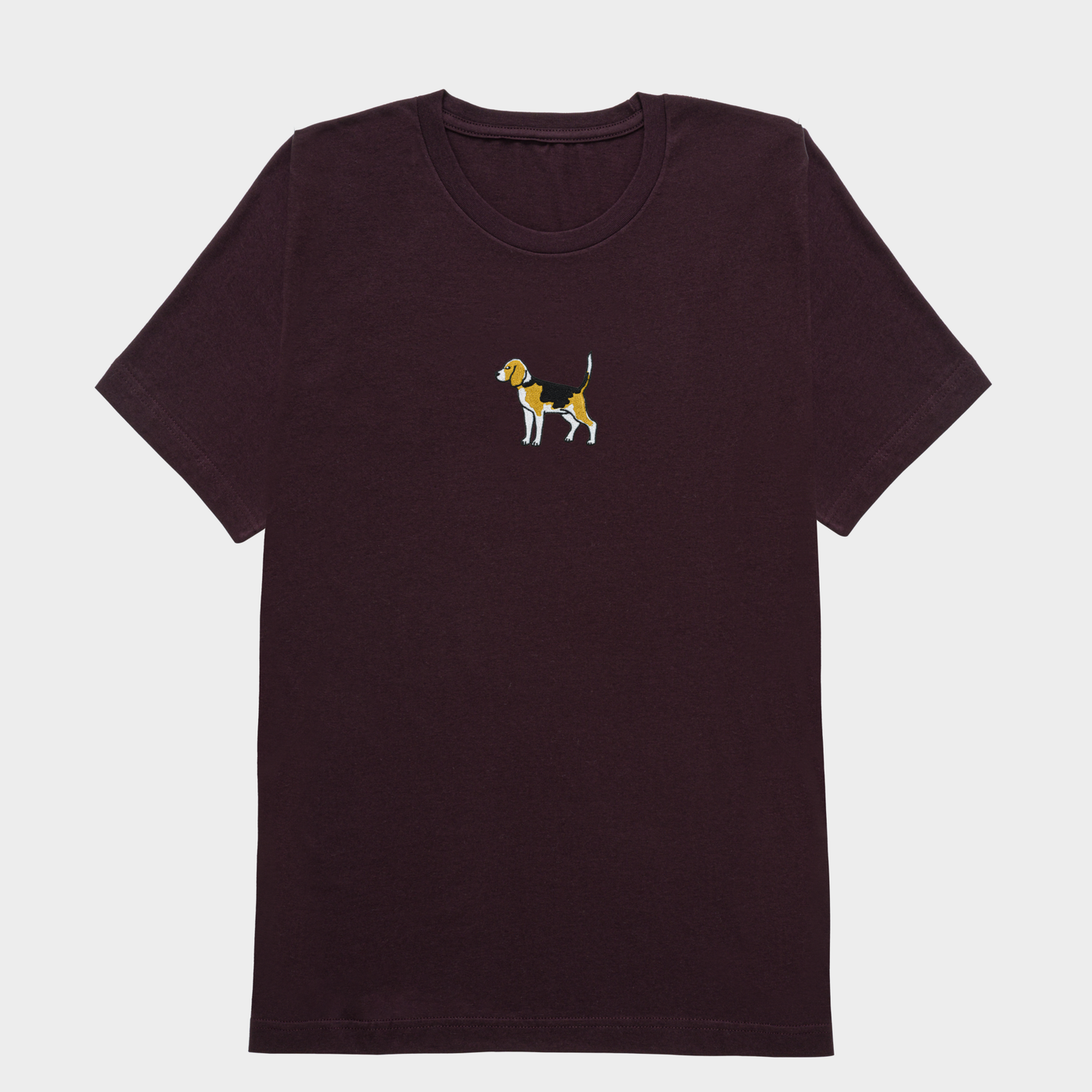 Bobby's Planet Men's Embroidered Beagle T-Shirt from Paws Dog Cat Animals Collection in Oxblood Color#color_oxblood