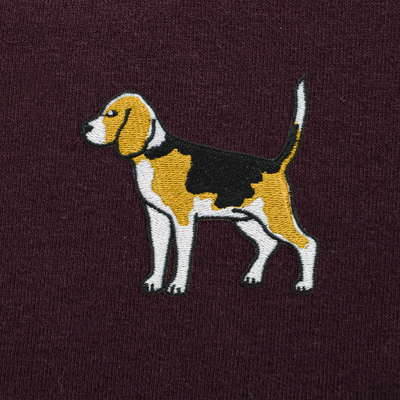 Bobby's Planet Men's Embroidered Beagle T-Shirt from Paws Dog Cat Animals Collection in Oxblood Color#color_oxblood