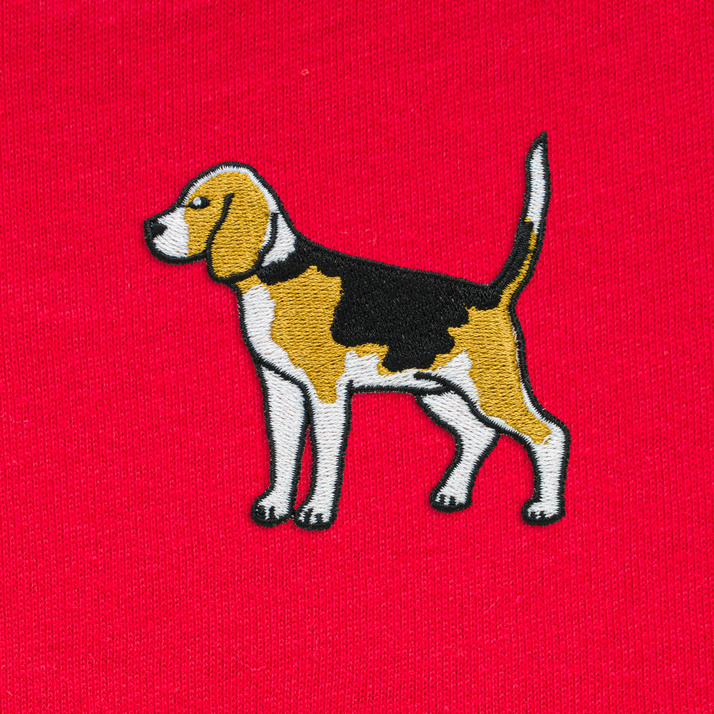 Bobby's Planet Women's Embroidered Beagle T-Shirt from Paws Dog Cat Animals Collection in Red Color#color_red