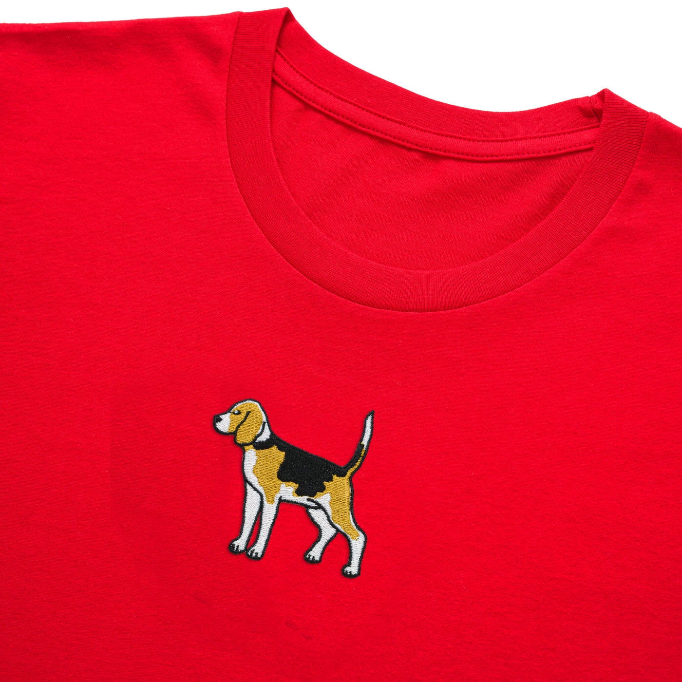 Bobby's Planet Kids Embroidered Beagle T-Shirt from Paws Dog Cat Animals Collection in Red Color#color_red