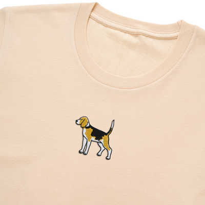 Bobby's Planet Women's Embroidered Beagle T-Shirt from Paws Dog Cat Animals Collection in Soft Cream Color#color_soft-cream