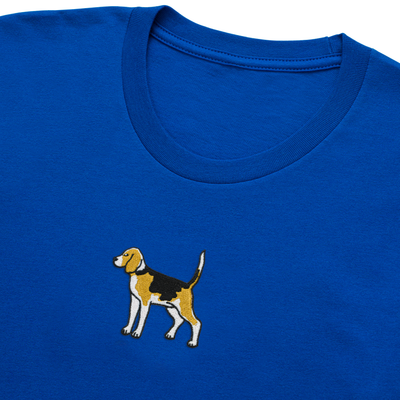 Bobby's Planet Kids Embroidered Beagle T-Shirt from Paws Dog Cat Animals Collection in True Royal Color#color_true-royal