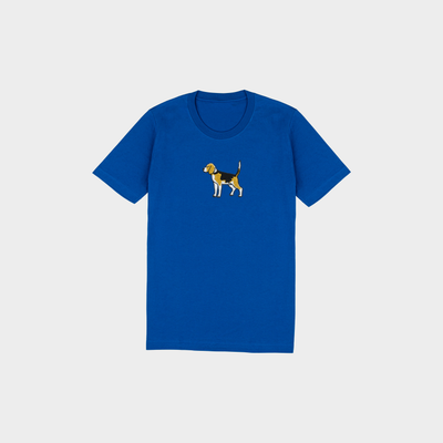 Bobby's Planet Kids Embroidered Beagle T-Shirt from Paws Dog Cat Animals Collection in True Royal Color#color_true-royal