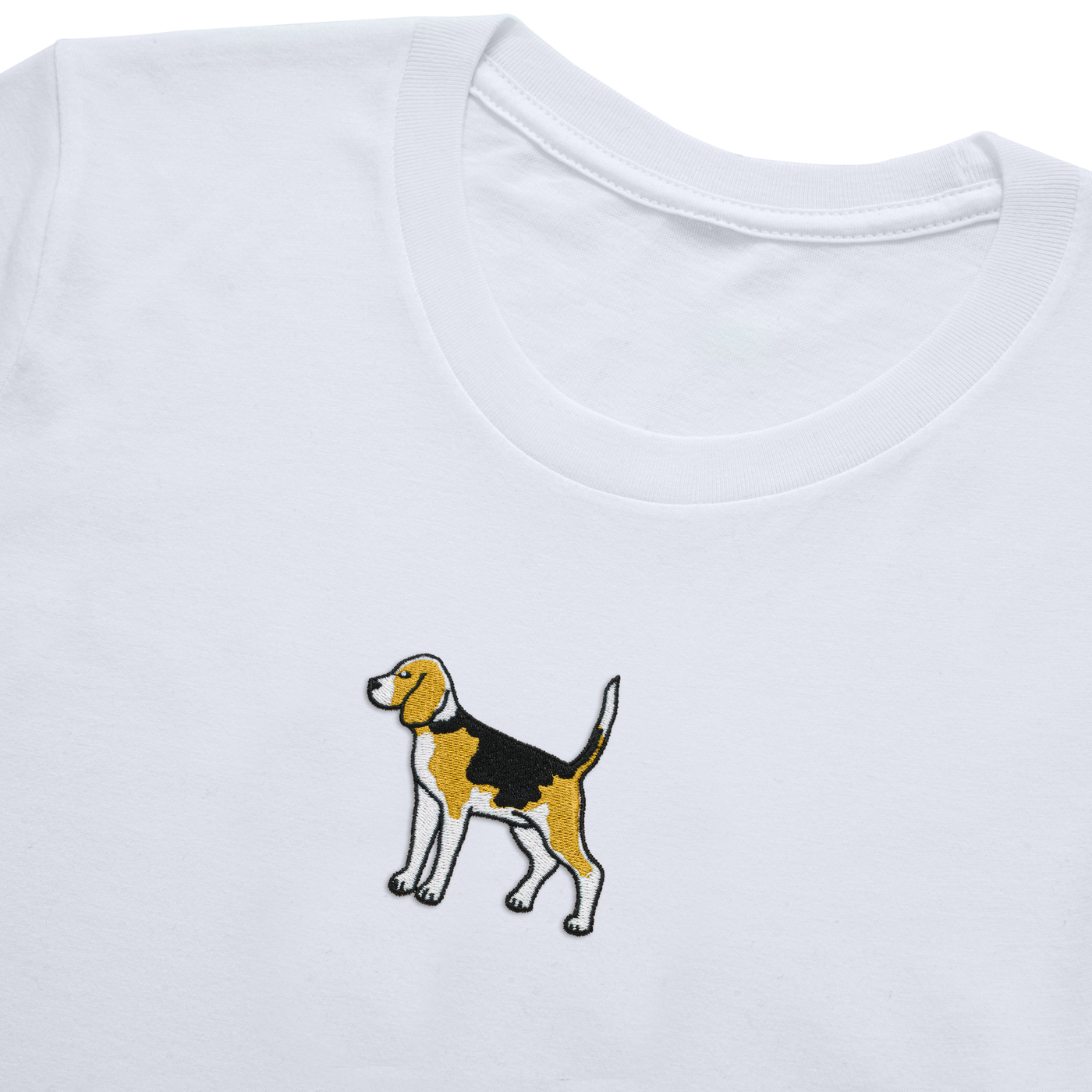 Bobby's Planet Kids Embroidered Beagle T-Shirt from Paws Dog Cat Animals Collection in White Color#color_white
