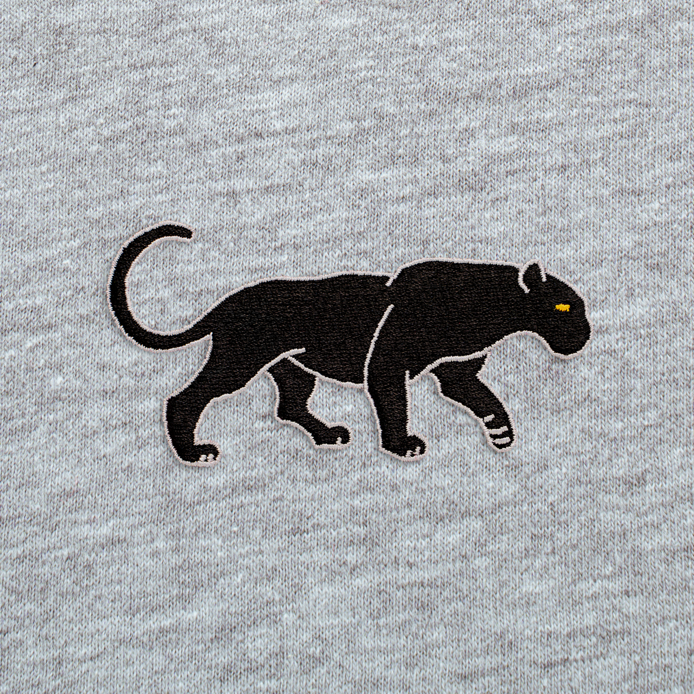 Bobby's Planet Kids Embroidered Black Jaguar T-Shirt from South American Amazon Animals Collection in Athletic Heather Color#color_athletic-heather