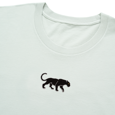 Bobby's Planet Men's Embroidered Black Jaguar T-Shirt from South American Amazon Animals Collection in Silver Color#color_silver