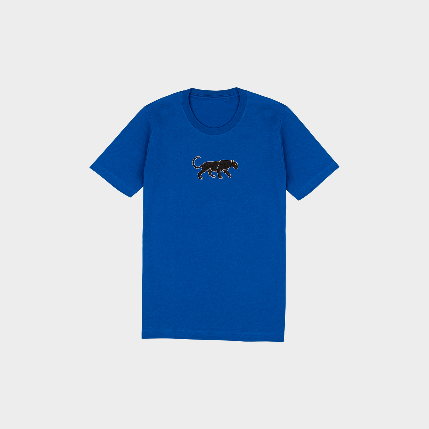 Bobby's Planet Kids Embroidered Black Jaguar T-Shirt from South American Amazon Animals Collection in True Royal Color#color_true-royal