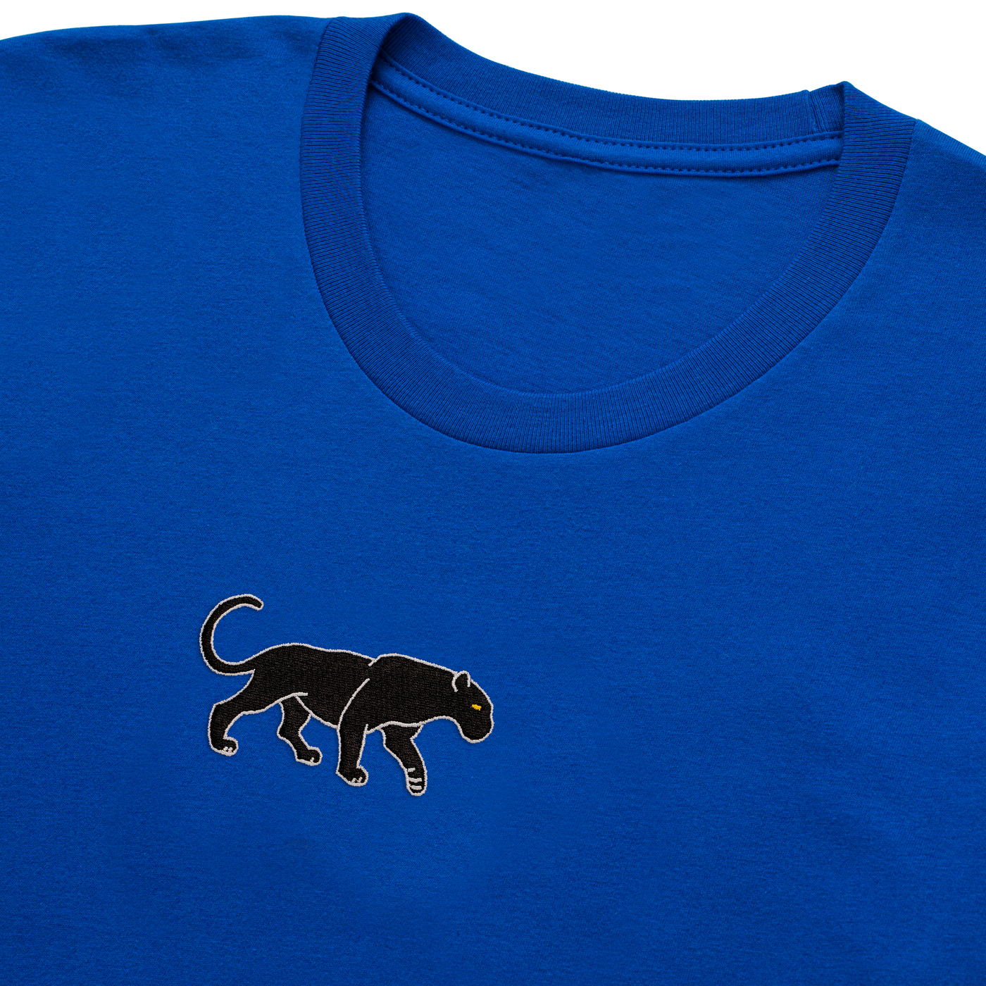 Bobby's Planet Kids Embroidered Black Jaguar T-Shirt from South American Amazon Animals Collection in True Royal Color#color_true-royal