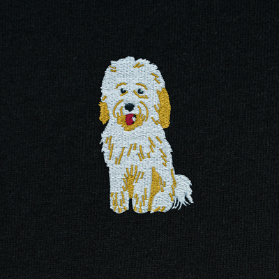 Bobby's Planet Men's Embroidered Poodle T-Shirt from Bobbys Planet Toy Poodle Collection in Black Color#color_black