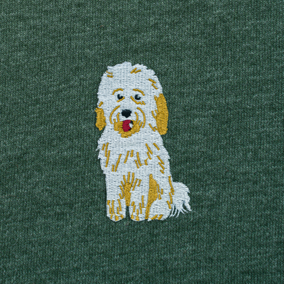Bobby's Planet Kids Embroidered Poodle T-Shirt from Bobbys Planet Toy Poodle Collection in Heather Forest Color#color_heather-forest