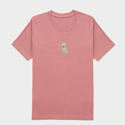 Bobby's Planet Women's Embroidered Poodle T-Shirt from Bobbys Planet Toy Poodle Collection in Mauve Color#color_mauve