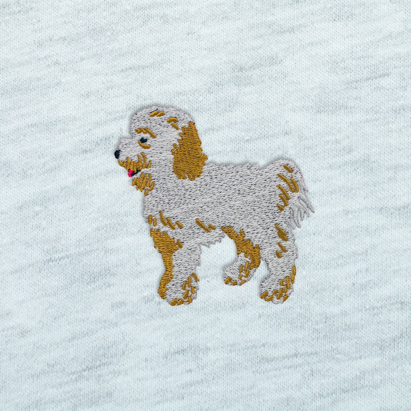 Bobby's Planet Men's Embroidered Poodle T-Shirt from Bobbys Planet Toy Poodle Collection in Ash Color#color_ash