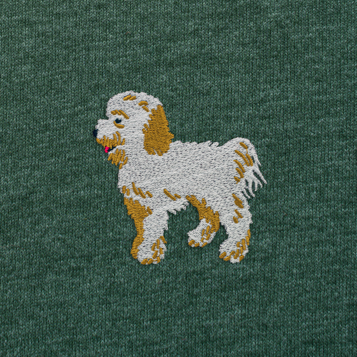 Bobby's Planet Kids Embroidered Poodle T-Shirt from Bobbys Planet Toy Poodle Collection in Heather Forest Color#color_heather-forest