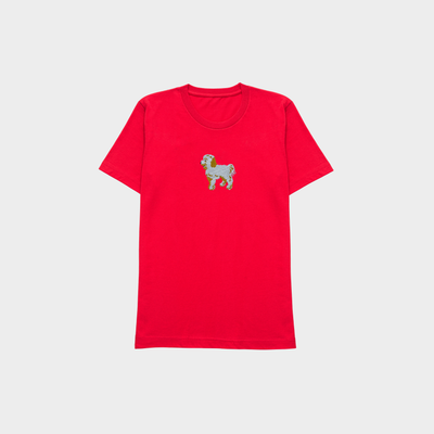 Bobby's Planet Kids Embroidered Poodle T-Shirt from Bobbys Planet Toy Poodle Collection in Red Color#color_red
