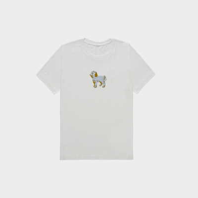 Bobby's Planet Kids Embroidered Poodle T-Shirt from Bobbys Planet Toy Poodle Collection in White Color#color_white