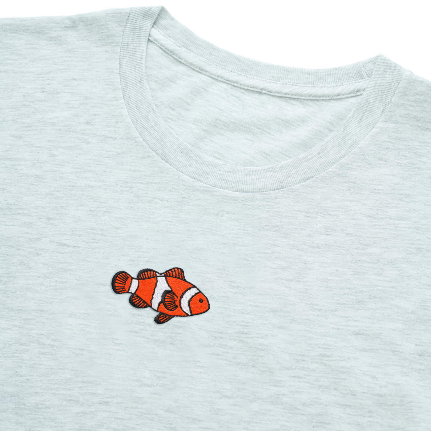 Bobby's Planet Men's Embroidered Clownfish T-Shirt from Seven Seas Fish Animals Collection in Ash Color#color_ash