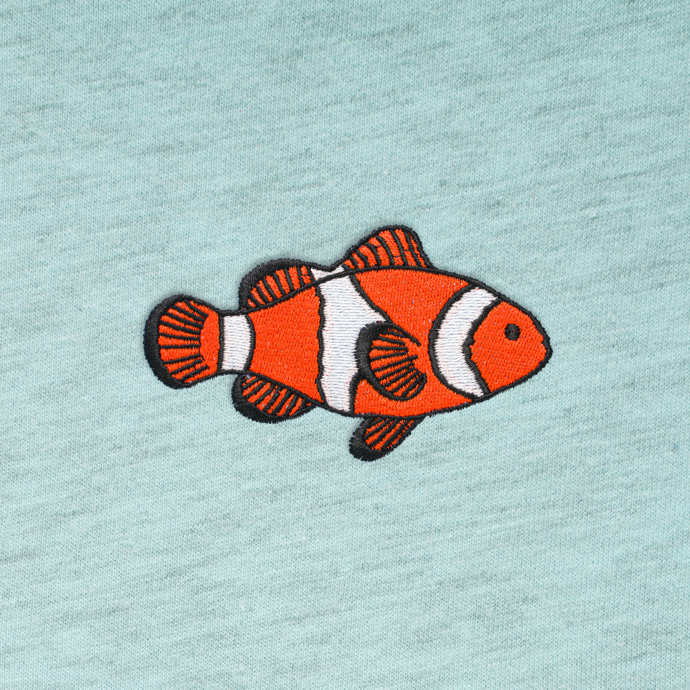 Bobby's Planet Men's Embroidered Clownfish T-Shirt from Seven Seas Fish Animals Collection in Heather Prism Ice Blue Color#color_heather-prism-ice-blue