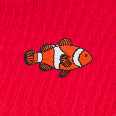 Bobby's Planet Kids Embroidered Clownfish T-Shirt from Seven Seas Fish Animals Collection in Red Color#color_red