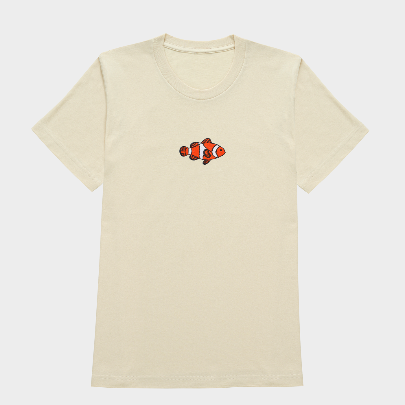 Bobby's Planet Women's Embroidered Clownfish T-Shirt from Seven Seas Fish Animals Collection in Soft Cream Color#color_soft-cream