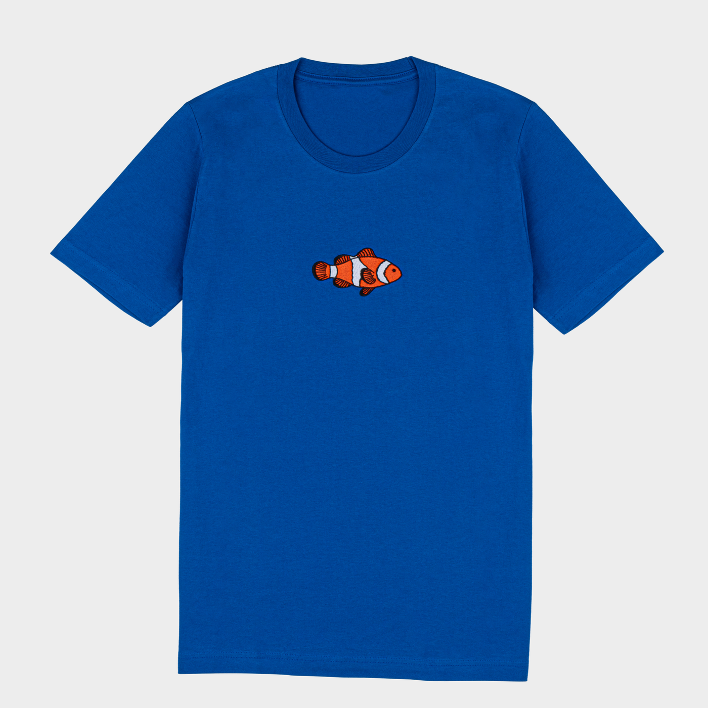Bobby's Planet Men's Embroidered Clownfish T-Shirt from Seven Seas Fish Animals Collection in True Royal Color#color_true-royal