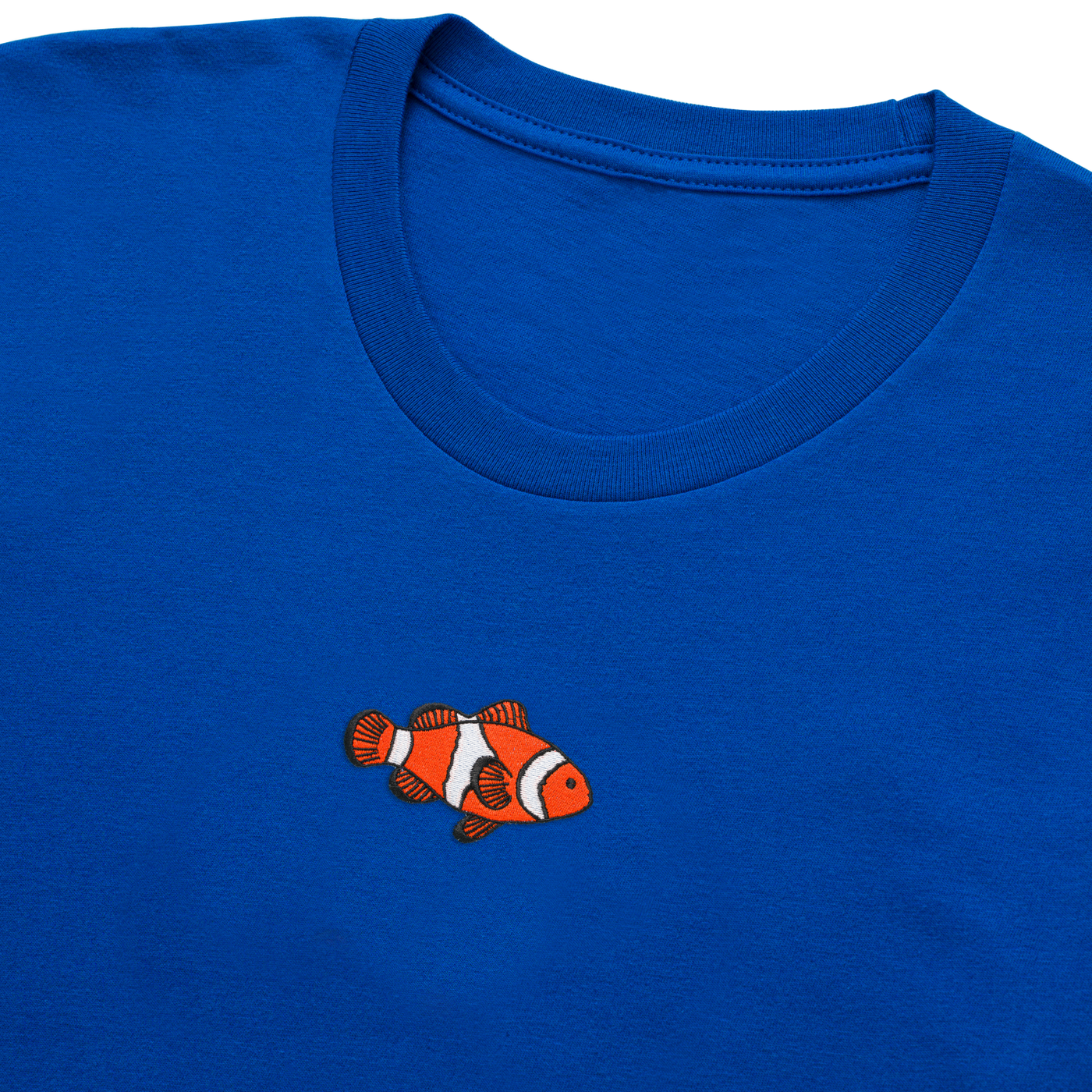 Bobby's Planet Women's Embroidered Clownfish T-Shirt from Seven Seas Fish Animals Collection in True Royal Color#color_true-royal